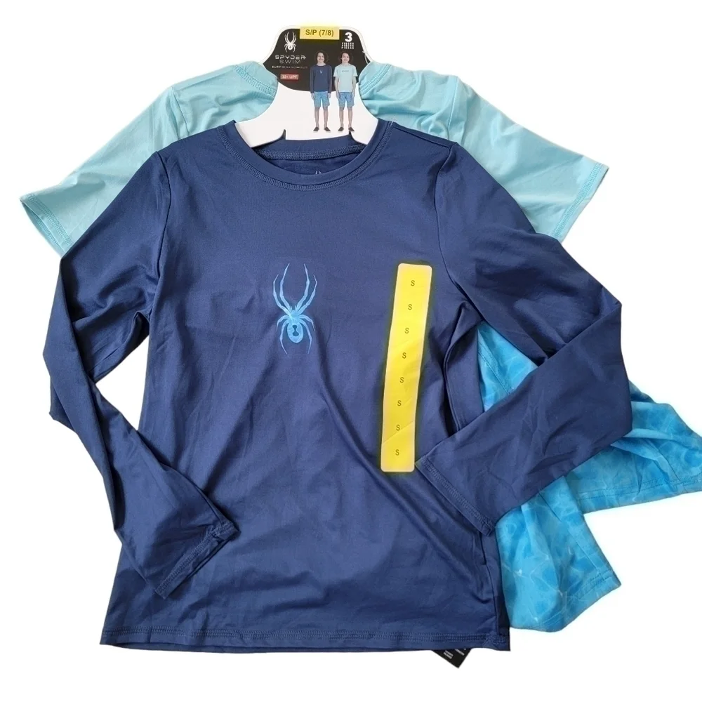 🛑 2 / $40 SPYDER 3 Piece Surf Sand Sun Swim Set in Blue - Size ( 7/8) Small NWT